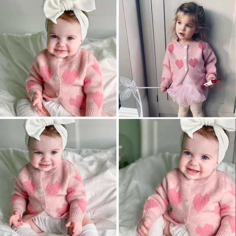 Simplee kids سويبل كيدز سترة أطفال بسيطة مزينة بقلب كارديغان للأطفال ملابس عيد الحب وردي 18-24 شهر - Image 3